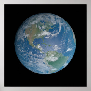 Erdkugel mit Foto aus dem Weltraum Poster