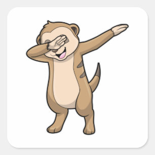 Erdmännchen als Hip Hop Tanz Dab Quadratischer Aufkleber