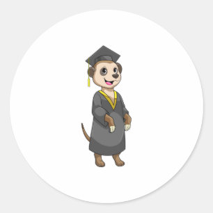 Erdmännchen als Student mit Diplom Runder Aufkleber