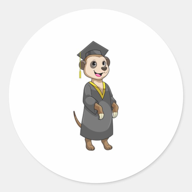 Erdmännchen als Student mit Diplom Runder Aufkleber (Vorderseite)