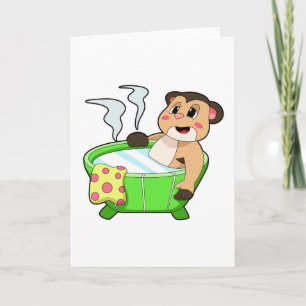Erdmännchen beim Baden in der Badewanne Karte