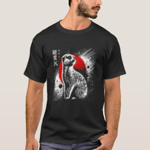 Erdmännchen. Cooles Sumi-e Tier Sonnenuntergang. T-Shirt