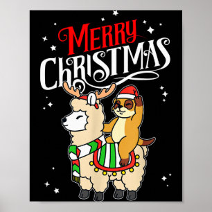 Erdmännchen Frohe Weihnachten Renntier Lama Reiten Poster