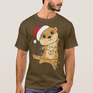 Erdmännchen Frohe Weihnachten Tier Feenlichter Erd T-Shirt