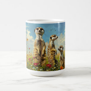 Erdmännchen in Blumen Kaffeetasse