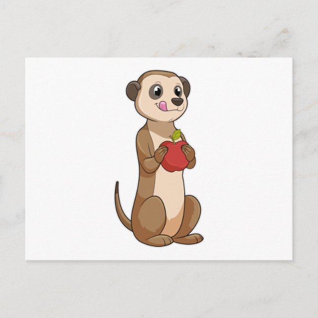 Erdmännchen mit Apfel Postkarte (Vorderseite)