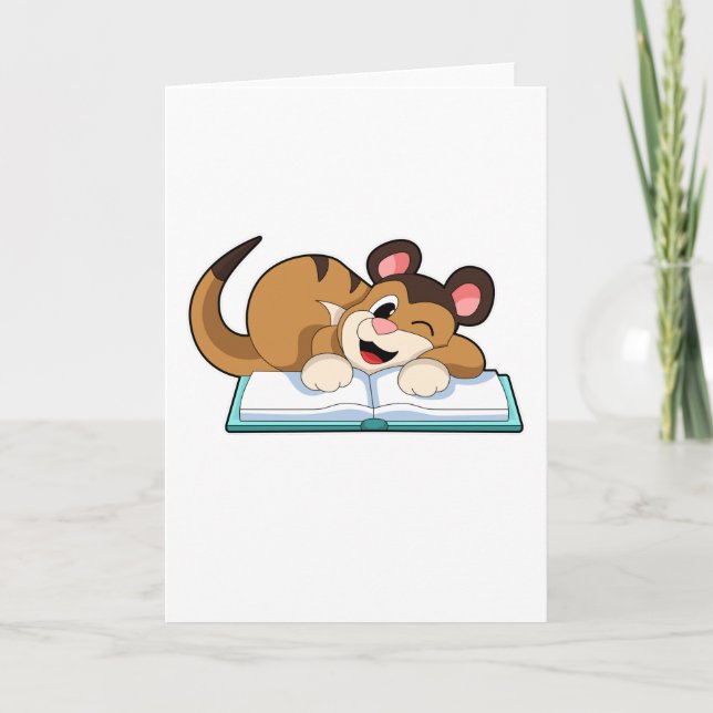 Erdmännchen mit Buch Karte (Vorderseite)