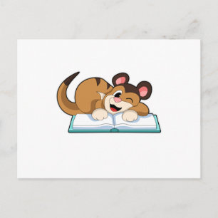 Erdmännchen mit Buch Postkarte