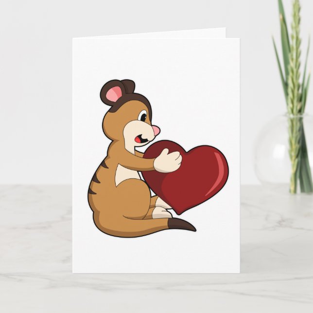 Erdmännchen mit Herz Karte (Vorderseite)