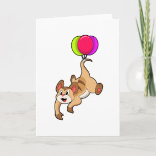 Erdmännchen mit Luftballon Karte