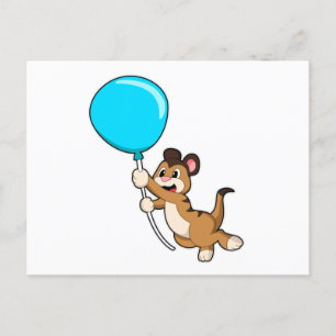 Erdmännchen mit Luftballon Postkarte