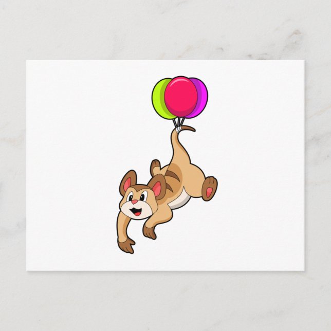 Erdmännchen mit Luftballon Postkarte (Vorderseite)