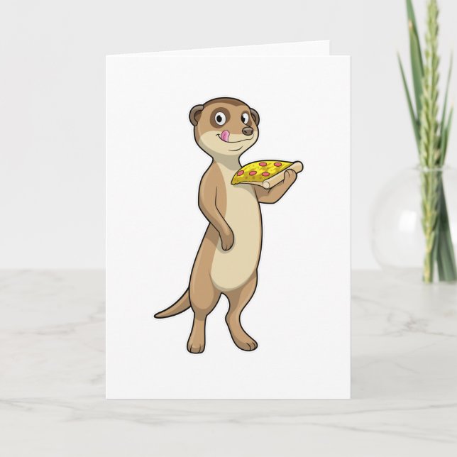 Erdmännchen mit Pizza Karte (Vorderseite)