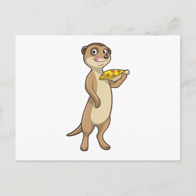Erdmännchen mit Pizza Postkarte (Vorderseite)
