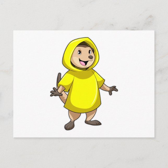 Erdmännchen mit Regenmantel Postkarte (Vorderseite)