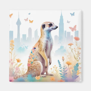 Erdmännchen Vintage Tier Natur Umwelt Dekor Magnet