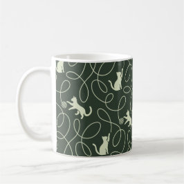 Erdneutrales Katze und Garnknäuel Wald-Sage-Grün Kaffeetasse
