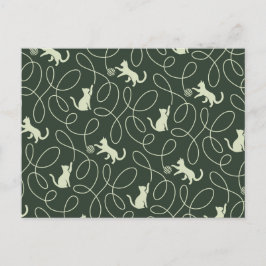 Erdneutrales Katze und Garnknäuel Wald-Sage-Grün Postkarte