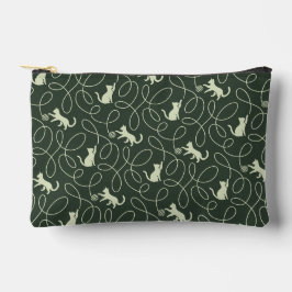 Erdneutrales Katze und Garnknäuel Wald-Sage-Grün Zubehörtasche