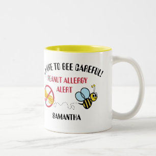 Erdnuss-Allergie-Alarm-Hummel-Bienen-Tasse Zweifarbige Tasse