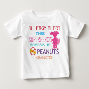 Erdnuss-Allergie-Alarm-Superheld-Mädchen Baby T-shirt