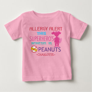 Erdnuss-Allergie-Alarm Superhelden Mädchen-Shirt Baby T-shirt