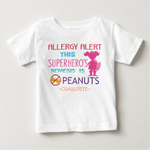Erdnuss-Allergie-Alarm Superheldinnen-Kundenspezif Baby T-shirt