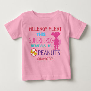 Erdnuss-Allergie-Alarmsuperhero-Mädchen-Shirt Baby T-shirt