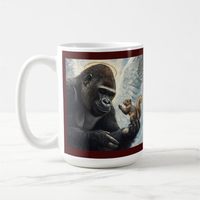 Erdnuss das Eichhörnchen und Harambe treffen sich  Kaffeetasse (Links)