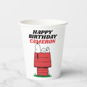 Erdnuss Snoopy Hundehütte Geburtstag Papiertassen Pappbecher