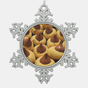 Erdnussbutter-Schokoladen-Tropfen-Plätzchen Schneeflocken Zinn-Ornament