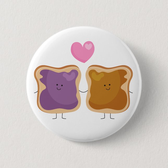 Erdnussbutter und Gelee-Liebe-Knopf Button (Vorderseite)