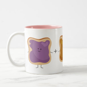 Erdnussbutter und Gelee-Liebe-Tasse Zweifarbige Tasse