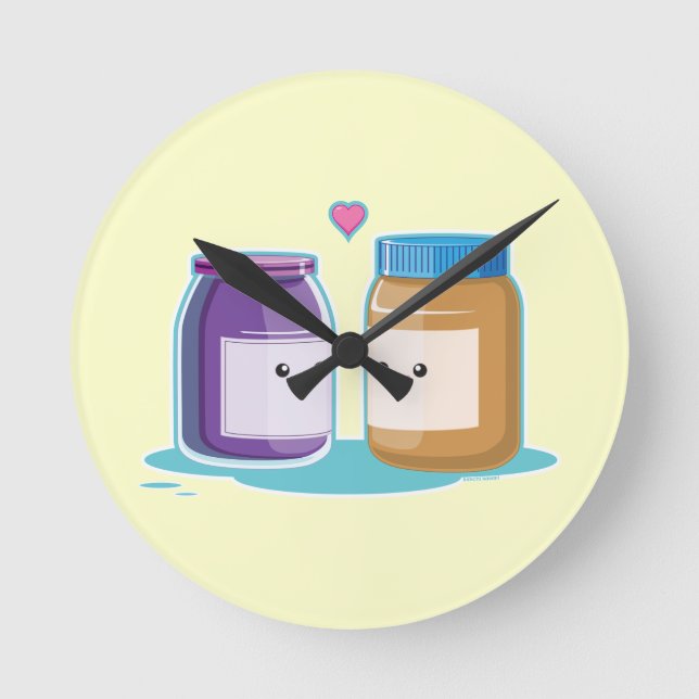 Erdnussbutter und Gelee Runde Wanduhr (Vorderseite)