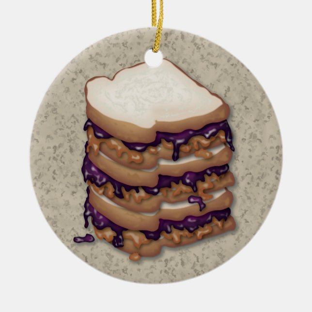 Erdnussbutter-und Gelee-Sandwiche Keramik Ornament (Vorne)