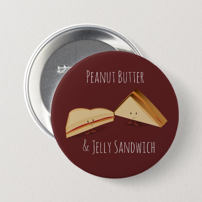 Erdnussbutter und Jelly Sandwich Cartoon Food Button (Vorne & Hinten)