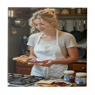 Erdnussbutter-und-Marmelade-Sandwich individuell Fliese