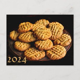 Erdnussbutterkekse mit Kalender 2024 hinten Postkarte
