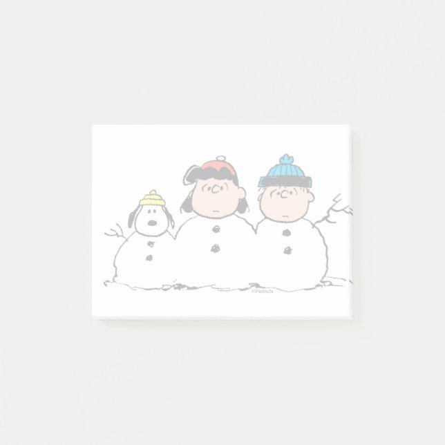 Erdnüsse | 3 Person Snowman Post-it Klebezettel (Vorderseite)