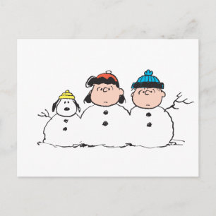 Erdnüsse   3 Person Snowman Postkarte