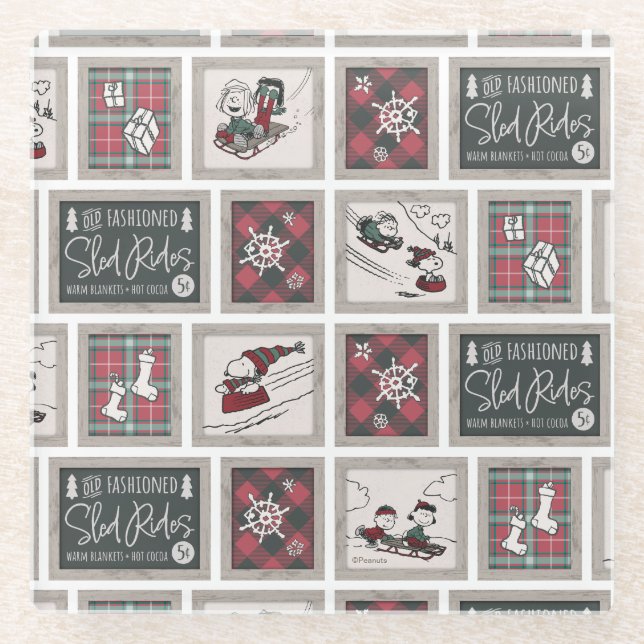 Erdnüsse | Alt modisches Schlittelwegmuster Glasuntersetzer (Vorderseite)