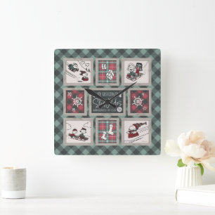 Erdnüsse   Alt modisches Schlittelwegmuster Quadratische Wanduhr