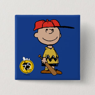 Erdnüsse Charlie Brown Baseball-Lächeln Button