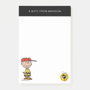 Erdnüsse   Charlie Brown Baseball-Lächeln Post-it Klebezettel