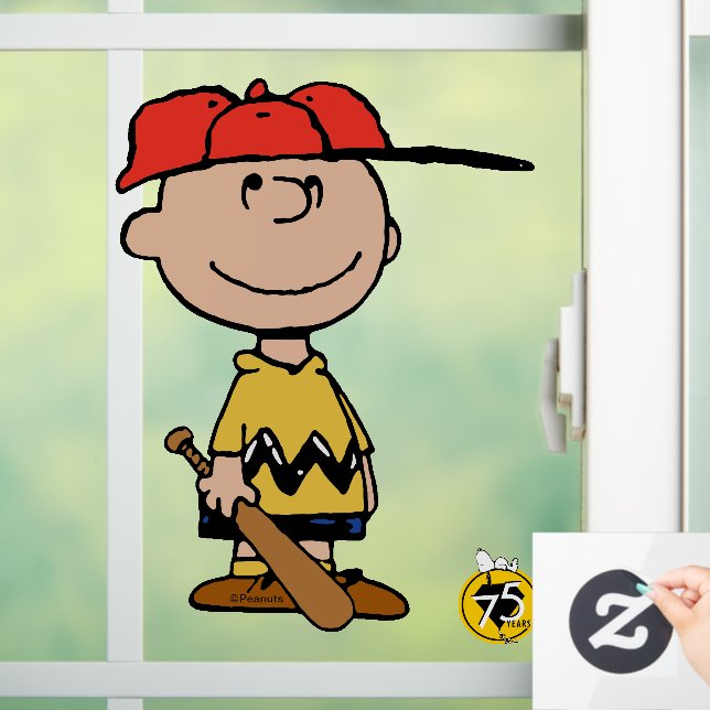 Erdnüsse | Charlie Brown Baseball Smile Fensteraufkleber (Zuhause)