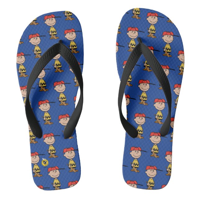 Erdnüsse | Charlie Brown Baseball Smile Flip Flops (Fußbett)