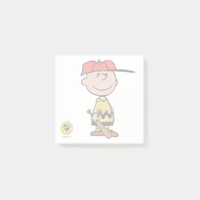 Erdnüsse | Charlie Brown Baseball Smile Post-it Klebezettel (Vorderseite)