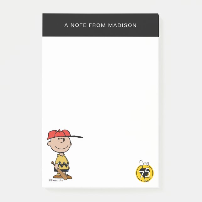 Erdnüsse | Charlie Brown Baseball Smile Post-it Klebezettel (Vorderseite)