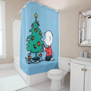 Erdnüsse Charlie Brown Christmas Lights Duschvorhang