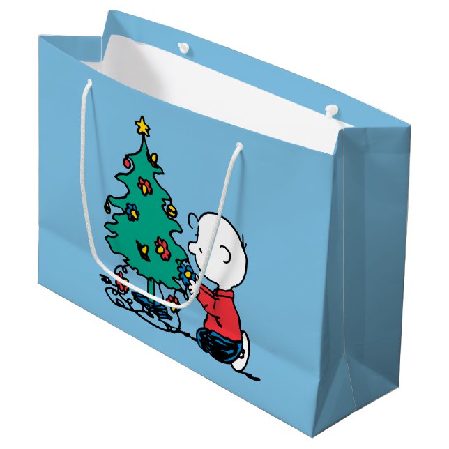 Erdnüsse | Charlie Brown Christmas Lights Große Geschenktüte (Vorderseite Schrägansicht)